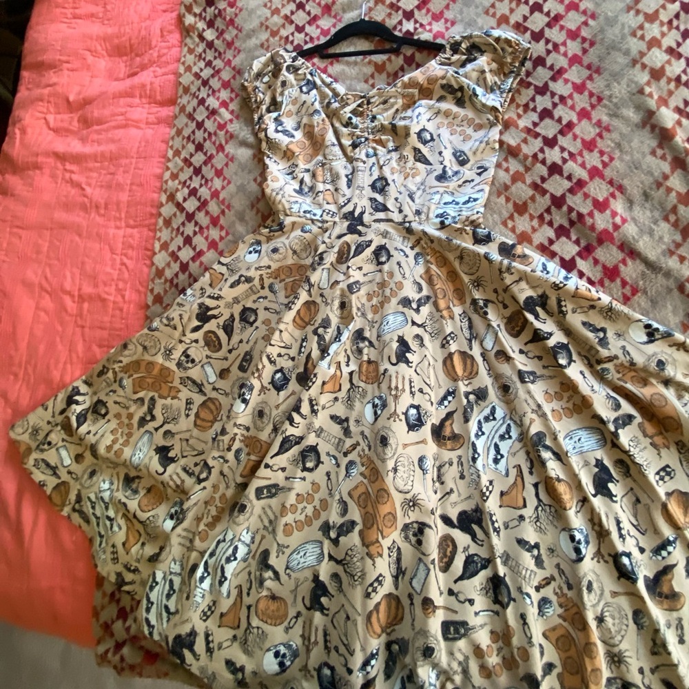 Vintage Style Printed Halloween Dress